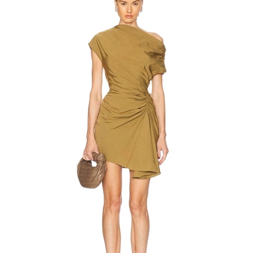 A.L.C. Poppy Ruched Off-The-Shoulder Mini Dress
